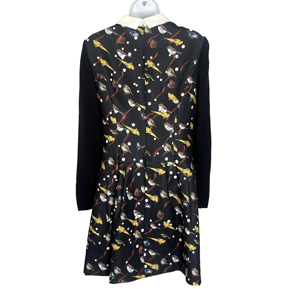 Koradior Jacquard Dress 38 = US M Fit & Flare Pleated Schoolgirl Bird Print - Picture 3 of 12